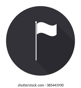 flag icon with long shadow - vector round button