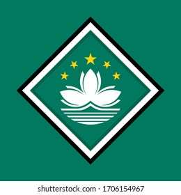 icono de bandera, bandera macau aislada en fondo verde