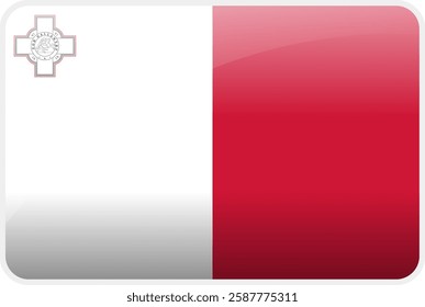 Flag Icon of Malta Country,National Vector Flag Iconic Symbol and Colors of Malta flag.