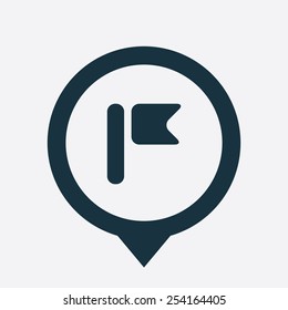 flag icon map pin on white background 