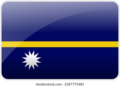 Flag Icon of Nauru Country,National Vector Flag Iconic Symbol and Colors of  Nauru flag.