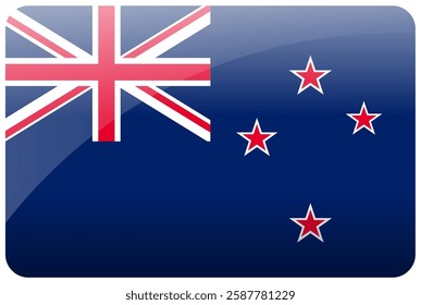 Flag Icon of New Zealand Country,National Vector Flag Iconic Symbol and Colors of New Zealand flag.