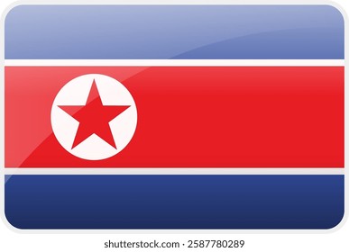 Flag Icon of North Korea Country,National Vector Flag Iconic Symbol and Colors of North Korea flag.