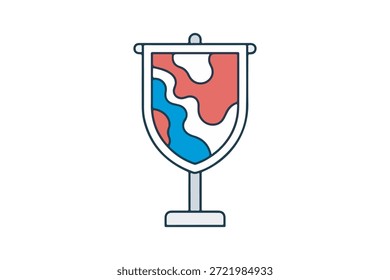 Icono de la bandera en un Arte vectorial del símbolo del soporte de la base