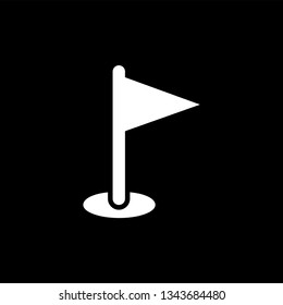 Flag Icon On Black Background. Black Flat Style Vector Illustration.