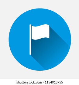 Flag icon on blue background. Flat image flag with long shadow.  Layers grouped for easy editing illustration. For your design.