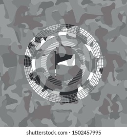 flag icon on grey camo pattern