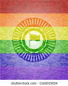 flag icon on mosaic background with the colors of the LGBT flag