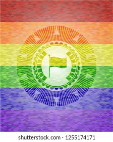 flag icon on mosaic background with the colors of the LGBT flag