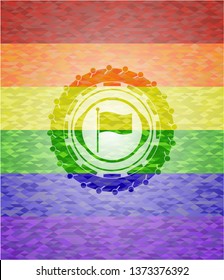 flag icon on mosaic background with the colors of the LGBT flag