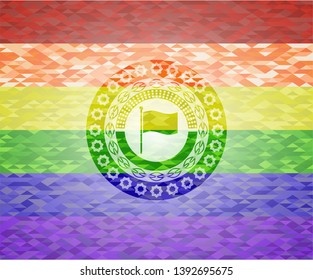 flag icon on mosaic background with the colors of the LGBT flag