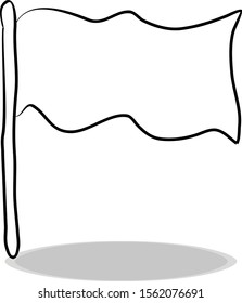 Flag icon on white background, flat design, hand drawing. Illustration banner, contour of symbol black