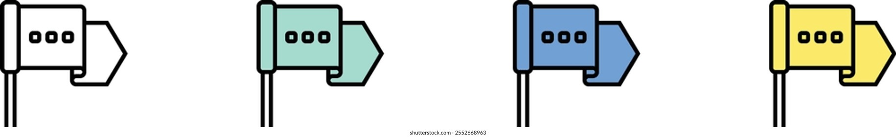 flag icon. Outline, Green, Blue and Yellow Style Design Isolated On White Background