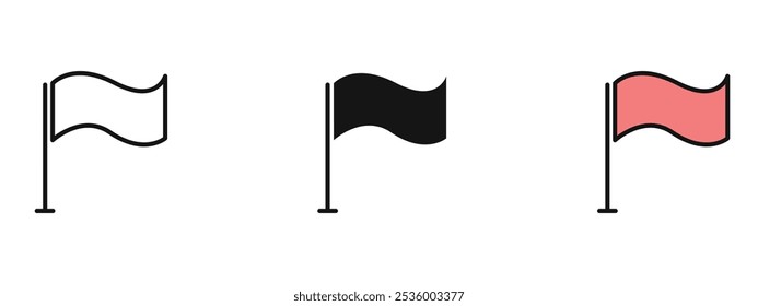 Flag icon in outline, silhouette and editable colors in unexpandable vector form