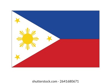 Flag icon of Philippines. Philippines Official National Flag. Flat Digital Vector Illustration of  Philippines Flag and National Emblem. Rectangular  Philippines Flag Icon – Standard Size and Colors.