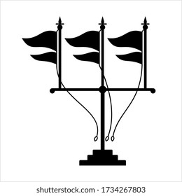 Flag Icon, Flag Pole, Flag Pole Marking Vector Art Illustration