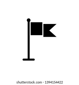 Flag icon. Racing sign. Checkered racing flag. Checkered racing flag on flagstaff. Black and white flag. Vector illustration. Finish, start mark. Racing symbol. Competition symbol. Game icon.