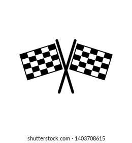 Flag icon. Racing sign. Checkered racing flag. Checkered racing flag on flagstaff. Black and white flag. Vector illustration. Finish, start mark. Racing symbol. Competition symbol. Game icon.