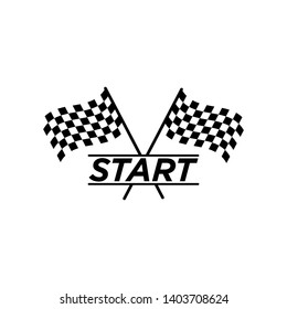 Flag icon. Racing sign. Checkered racing flag. Checkered racing flag on flagstaff. Black and white flag. Vector illustration. Finish, start mark. Racing symbol. Competition symbol. Game icon.