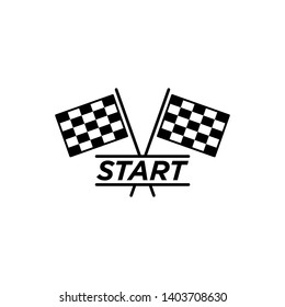 Flag icon. Racing sign. Checkered racing flag. Checkered racing flag on flagstaff. Black and white flag. Vector illustration. Finish, start mark. Racing symbol. Competition symbol. Game icon.