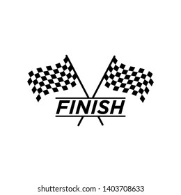 Flag icon. Racing sign. Checkered racing flag. Checkered racing flag on flagstaff. Black and white flag. Vector illustration. Finish, start mark. Racing symbol. Competition symbol. Game icon.