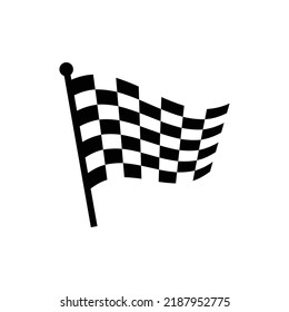 Flag Icon. Racing Sign. Checkered Racing Flag. Chequered Racing Flag On Flagstaff. Black And White Flag. Finish, Start Mark. Racing Symbol. Competition Symbol. Isolated On White Background