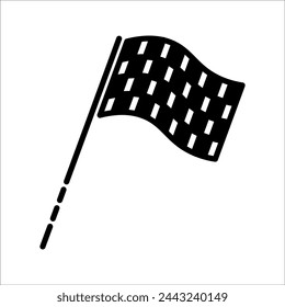 Flag-Symbol. Racing-Zeichen. Karierte Rennflagge. Karierte Rennflagge auf Flagstaff. Schwarz-Weiß-Flagge. Vektorgrafik. Beenden, Startmarke. Rennsymbol. Wettbewerbssymbol. Spielsymbol.