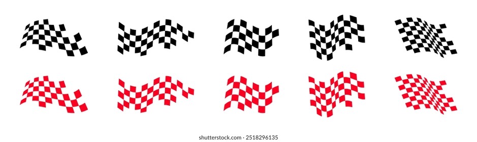 Flaggensymbol. Rennschild. Kontrollierte Rennfahne. Konzept Auto Moto Rennen Wettbewerbe.