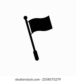 Flag icon. Racing sign. Checkered racing flag. Checkered racing flag on flagstaff. Black and white flag. Vector illustration. Finish, start mark