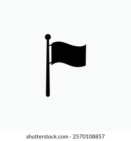 Flag icon. Racing sign. Checkered racing flag. Checkered racing flag on flagstaff. Black and white flag. Vector illustration. Finish, start mark fully editable vector template