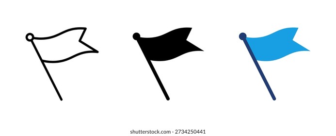 Icono de la bandera que representa la meta, el objetivo y el logro. Indicador visual de éxito, progreso y dirección. Adecuado para la estrategia de negocios, hitos, navegación, finalización de proyectos y logros.