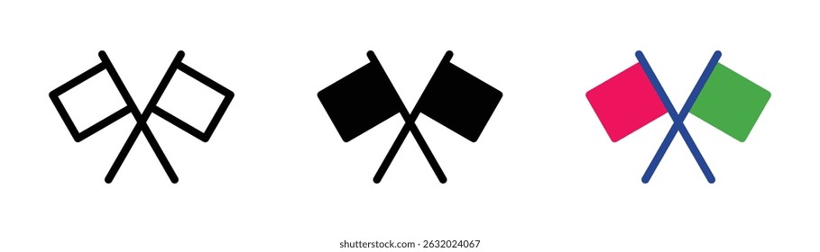 Flaggensymbol für Signalisierung, Rennen, gekreuzte Flaggen oder Wettbewerbe