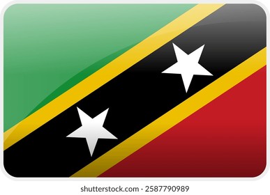 Flag Icon of Saint Kitts and Nevis Country,National Vector Flag Iconic Symbol and Colors of Saint Kitts and Nevis flag.