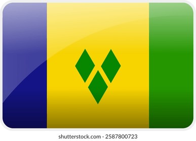 Flag Icon of Saint Vincent And the Grenadines Country,National Vector Flag Iconic Symbol and Colors of Saint Vincent And the Grenadines flag.