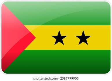 Flag Icon of Sao Tome and Principe Country,National Vector Flag Iconic Symbol and Colors of Sao Tome and Principe flag.