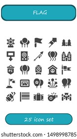 Flag Icon Set. 25 Filled Flag Icons.  Simple Modern Icons About  - London Eye, Balloons, Flag, Fireworks, Castle, Peace, Gps, Lance, Big Ben, Golf, Travel Bag, Referee, Race Car