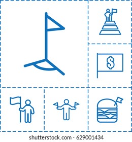 Flag icon. set of 6 flag outline icons such as 