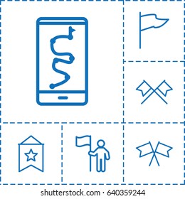 Flag icon. set of 6 flag outline icons such as flag