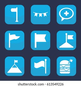 Flag icon. set of 9 filled flag icons such as 