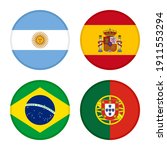 flag icon set of argentina, spain, brasil and portugal. isolated on white background