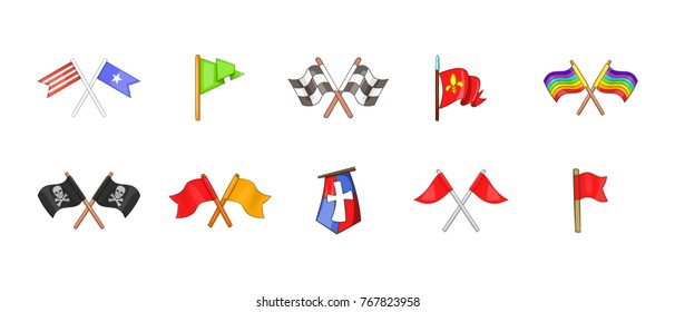 Flag icon set. Cartoon set of flag vector icons for your web design isolated on white background