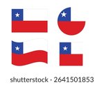 Flag icon set of Chile. Chile Official National Flag. Flat Digital Vector Illustration of Chile Flag and National Emblem. Rectangular Chile Flag Icon – Standard Size and Colors.