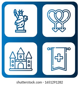 flag icon set. Collection of Statue of liberty, Gay, Castle, Banner icons