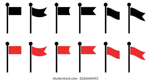 Flag Icon Set, for Decoration, Silhouette, and Waving Flags set,vector illustration.