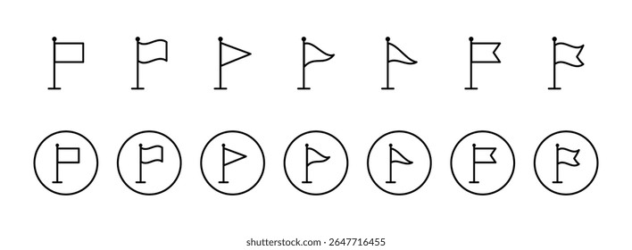 Flag icon set. Different flag set in line icons.. Waving flag icon.  flag icon vector sign symbol.