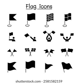 Flag icon set in glyph style