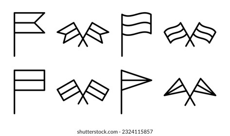 Flag icon set illustration. Gps location pin map. Location marker symbol.