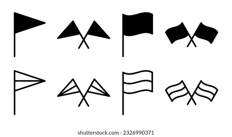 Ilustración del conjunto de iconos de la bandera. Mapa del pin de ubicación de Gps. Símbolo del marcador de ubicación.