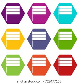 Flag icon set many color hexahedron isolated on white vector illustration