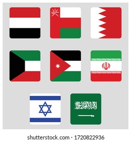Flag Icon Set Of Middle East Countries